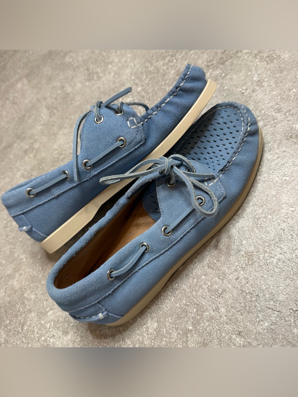 Steve Madden Sail Suede Leather Boat Shoe in Baby Blue Academia Preppy size 7.5
